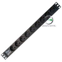 Блок розеток 19, 9 розеток Schuko без выключателя (черный)