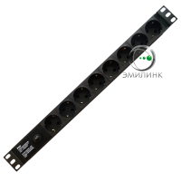 Блок розеток 19, 9 розеток Schuko с защитой (автоматом), 3 м.