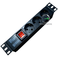 Блок розеток 10, 3 розетки Schuko с выключателем (черный)