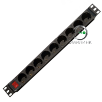 Блок розеток 19, 9 розеток Schuko 16А с выключателем, 2 м.