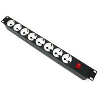 Блок розеток пластик 220В, 19,1U,8 розеток, 2КЗ без шнура питания